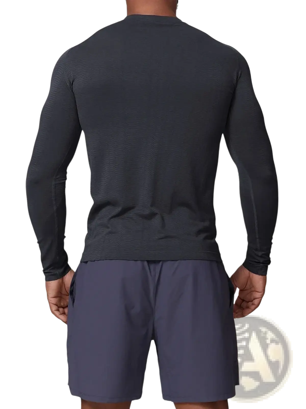 Black men’s quick dry long sleeve athletic fishing shirt with textured performance fabric finish