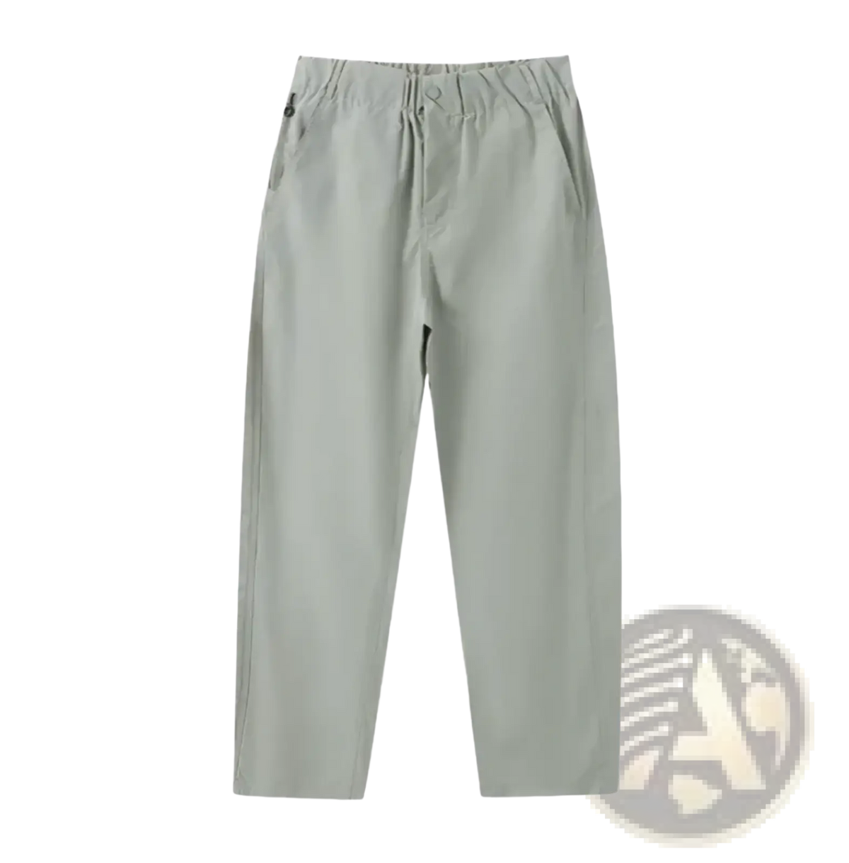 Mens quick dry tactical cargo pants in light gray with relaxed fit elastic waistband and subtle side pockets