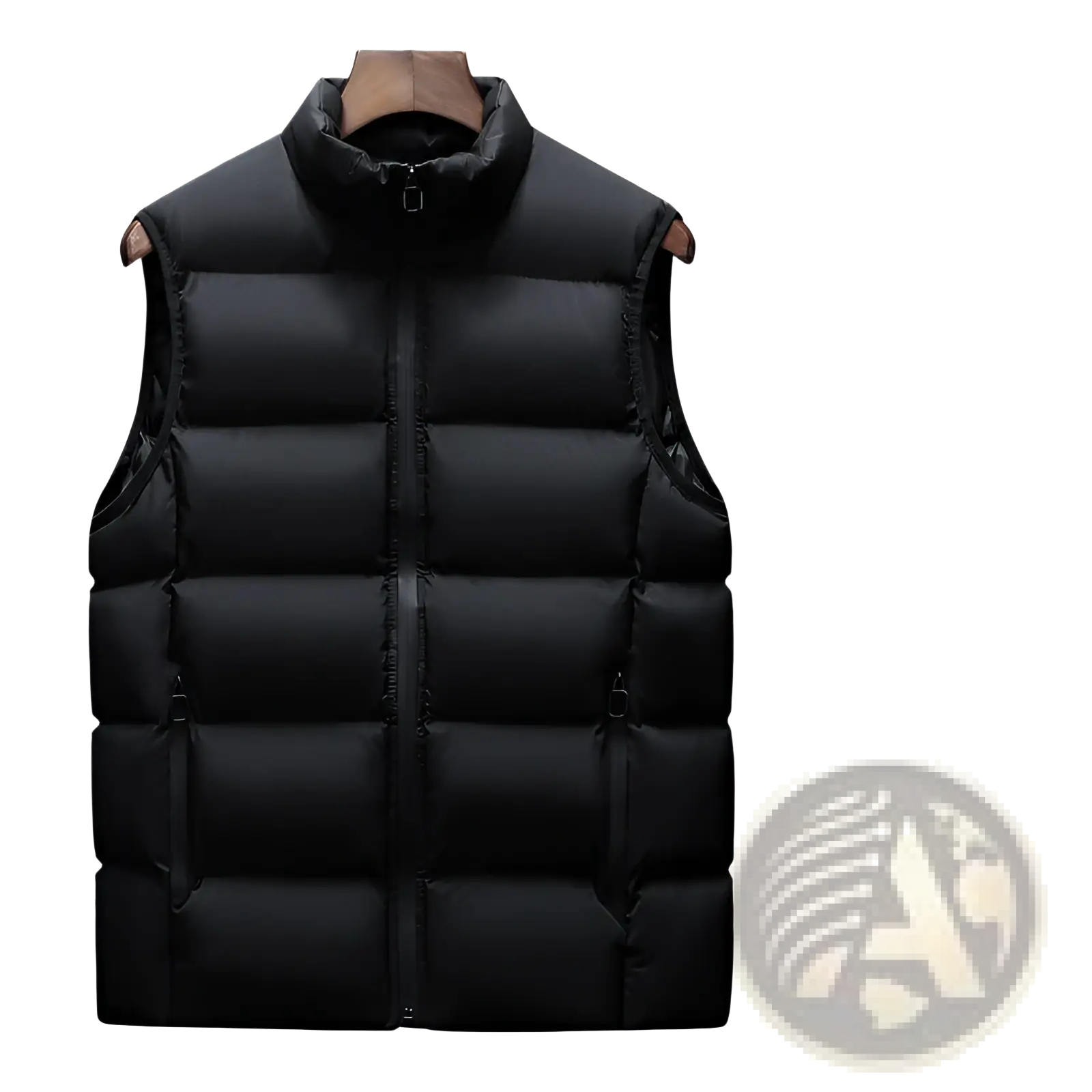 Mens quilted puffer vest black casual cotton waistcoat with high collar and front zipper for cold weather