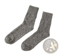 A pair of men’s rabbit fur winter socks in heather gray with textured knit and ribbed cuff for warmth and comfort