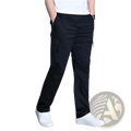 Men’s relaxed fit black cargo pants in pure cotton with subtle embroidered details and a comfortable fit