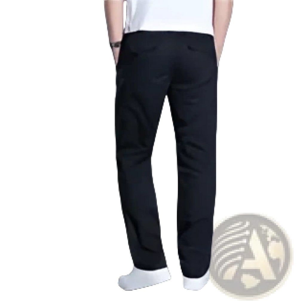 Men’s relaxed fit cargo pants in black pure cotton with a straight-leg cut and subtle vertical ridges
