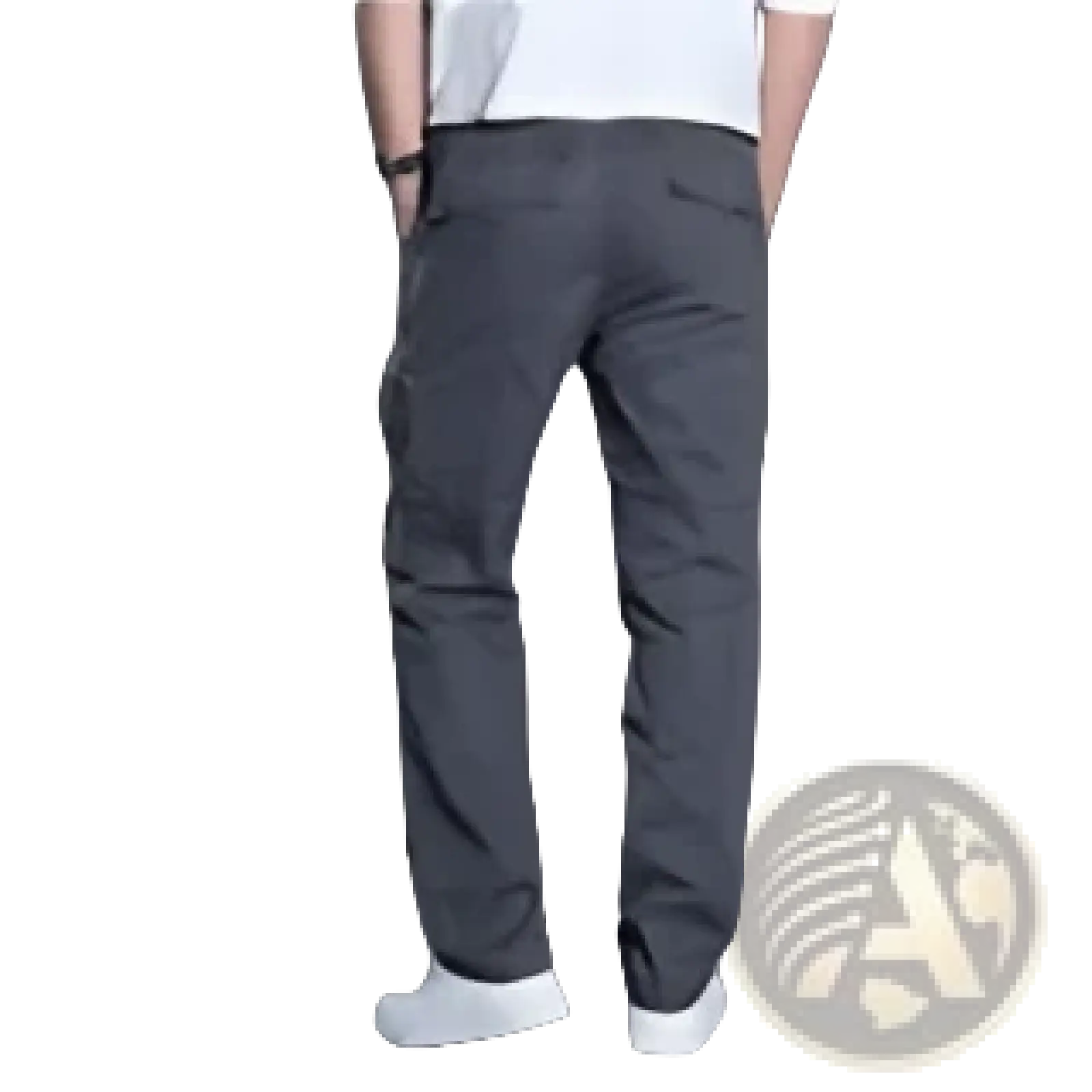 Men’s relaxed fit dark gray cargo pants made of pure cotton with multiple pockets and a comfortable relaxed fit