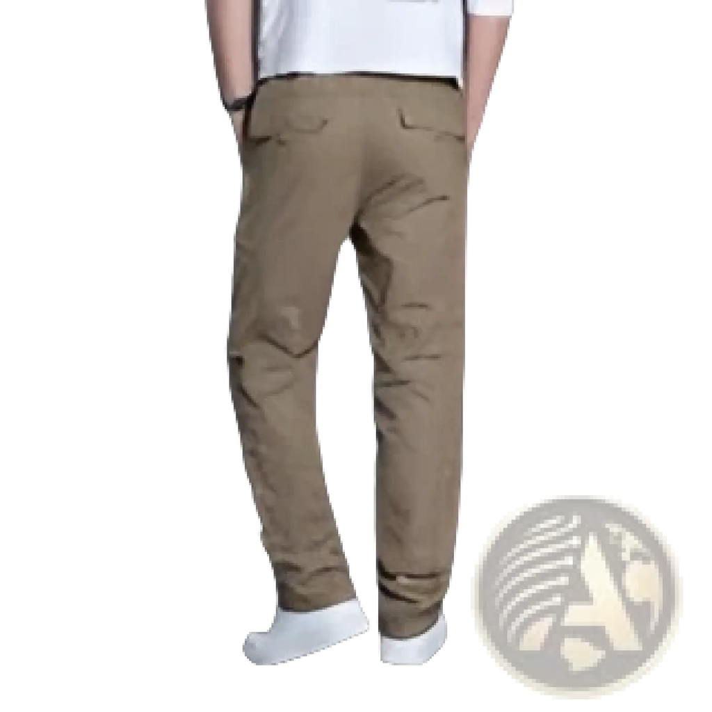 Men’s relaxed fit cargo pants in khaki pure cotton with straight-leg classic fit and subtle stitching details