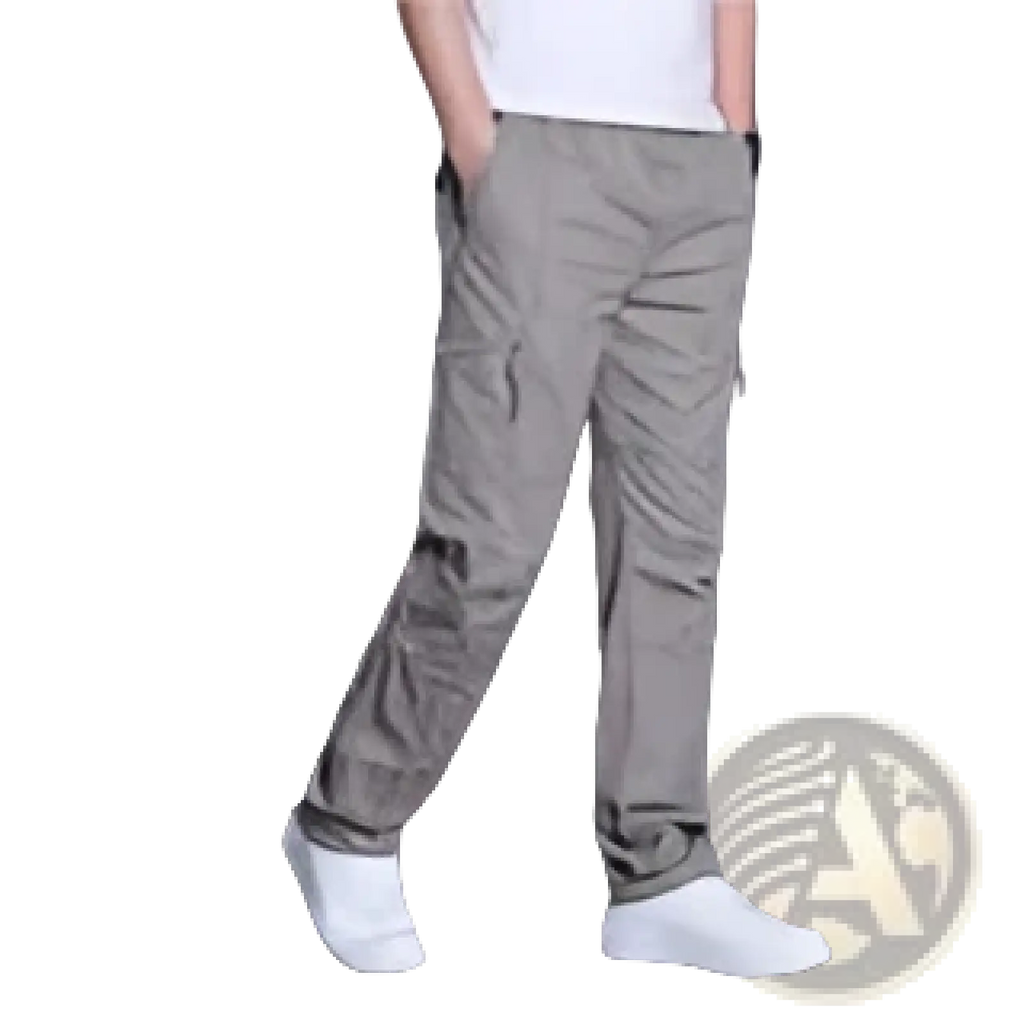 Men’s relaxed fit khaki cargo pants made of pure cotton with multiple pockets for comfortable casual wear