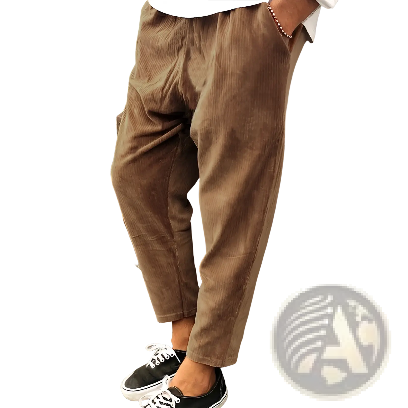 Men’s relaxed fit corduroy jogger trousers in brown with a tapered relaxed fit made from soft corduroy fabric