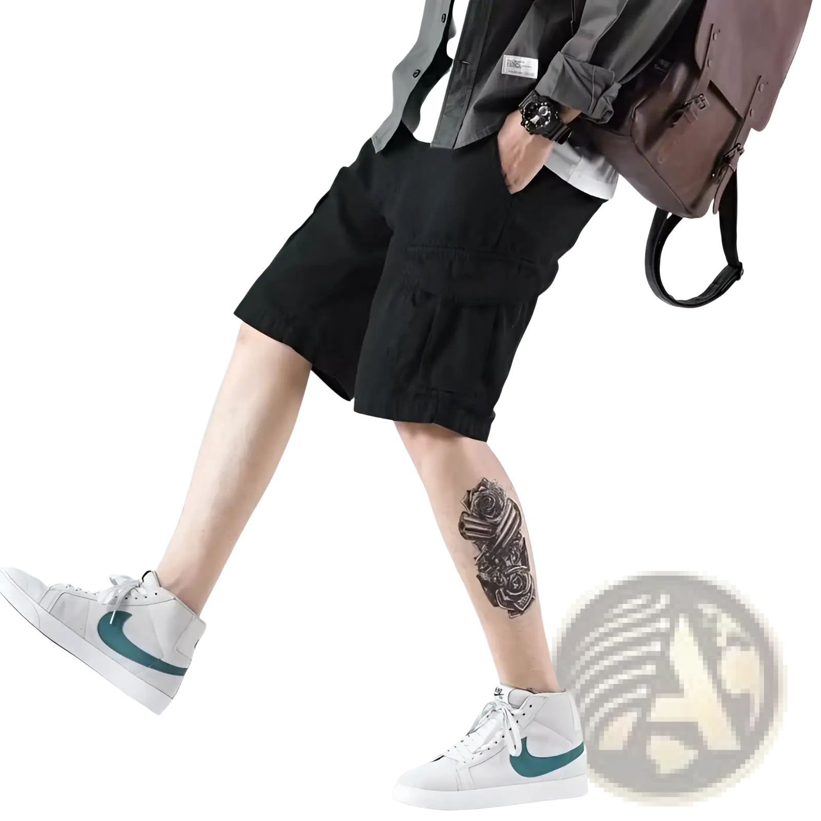 Men’s relaxed fit black cargo shorts with multiple pockets designed for comfort and utility in casual wear