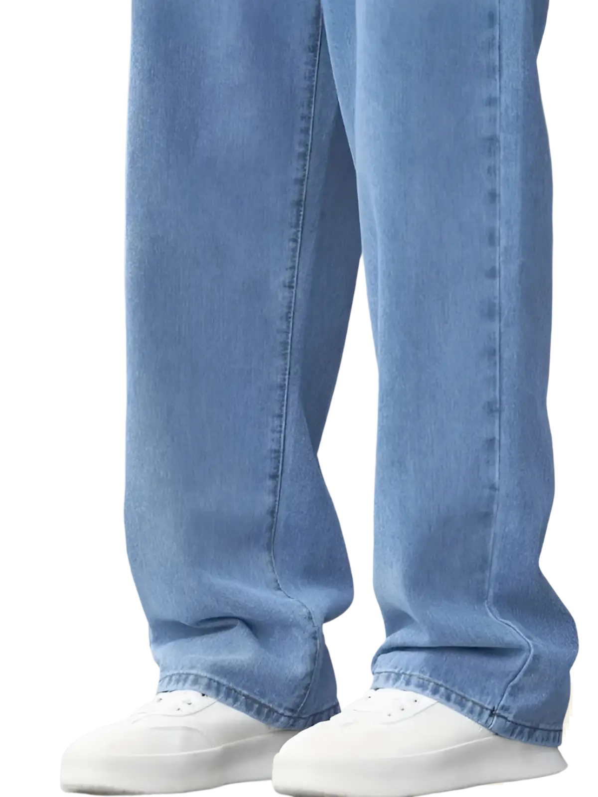 Men’s relaxed straight leg light wash denim jeans made of light-wash blue cotton with a straight-leg cut