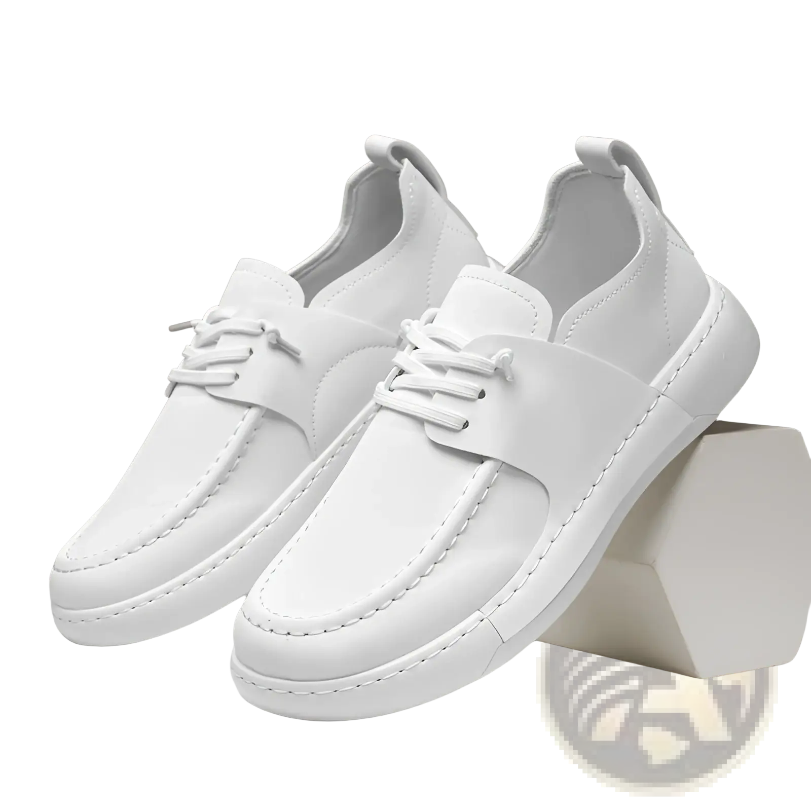 Men’s retro british business casual white leather lace-up shoes with clean stitching and minimalist design
