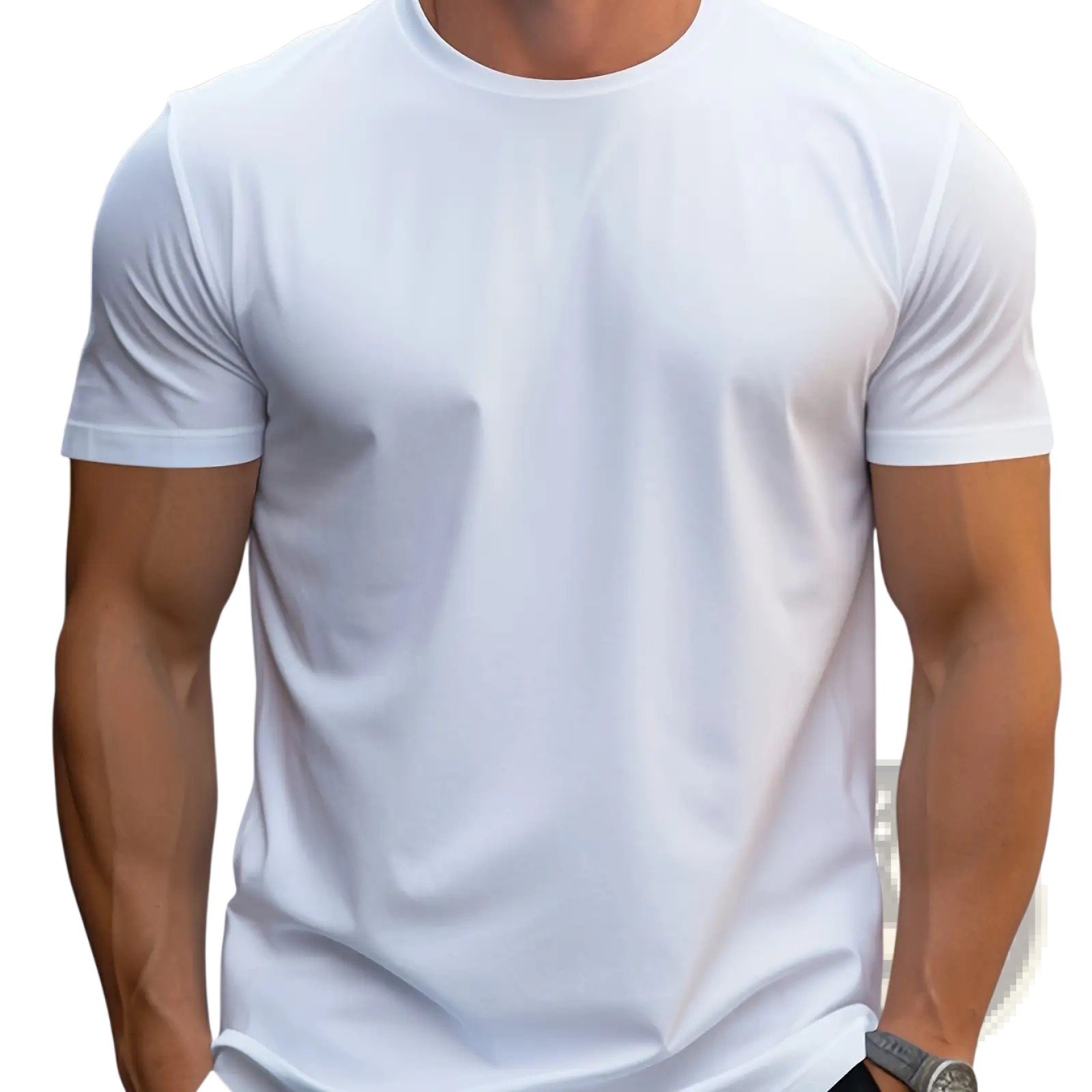 Men’s retro linen blend loose fit short sleeve white t shirt made of smooth lightweight fabric with a crew neck
