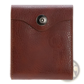 Men’s rfid blocking brown pu leather bifold wallet with textured leather and silver-toned snap button closure