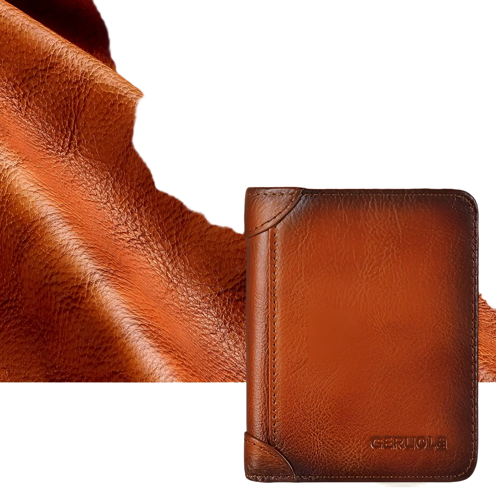 A rich brown genuine leather men’s RFID wallet with zip coin pocket and subtle textured finish with precise stitching