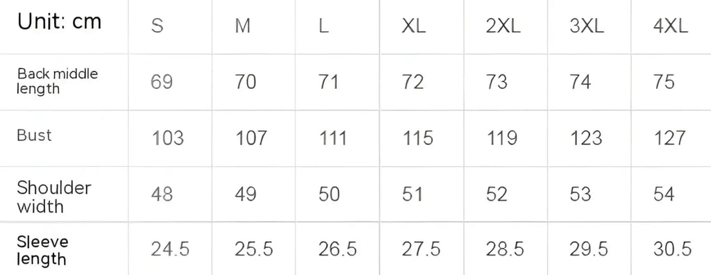 Size chart for a women’s dress with measurements in centimeters for s to 4xl shown with back middle length bust shoulder width and sleeve length
