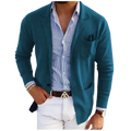 Teal slim fit blazer jacket with textured fabric and notched lapel design men’s solid suit coat
