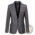 Men’s slim fit business casual blazer jacket in sleek charcoal gray with subtle textured weave and black inner lining