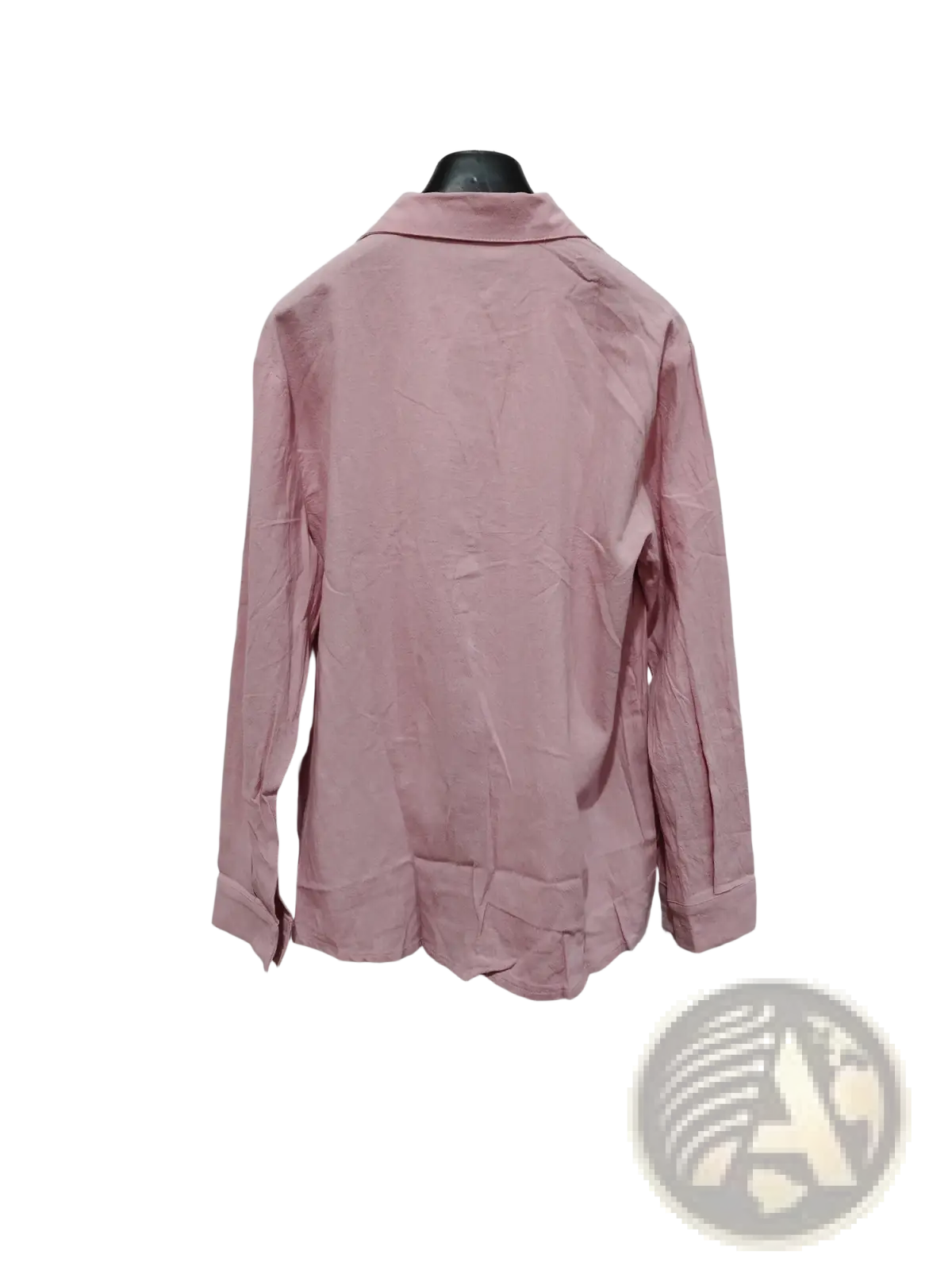 Men’s slim fit cotton long sleeve button down shirt in soft pink with classic collar and folded cuffs on black hanger