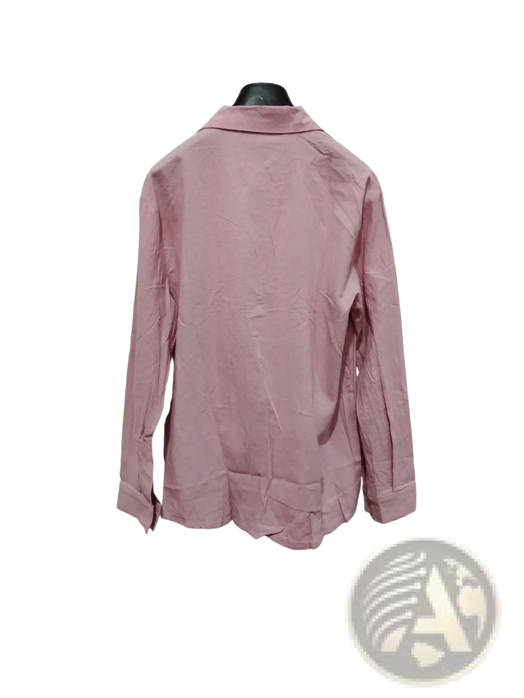 Men’s slim fit cotton long sleeve button down shirt in soft pink with classic collar and folded cuffs on black hanger