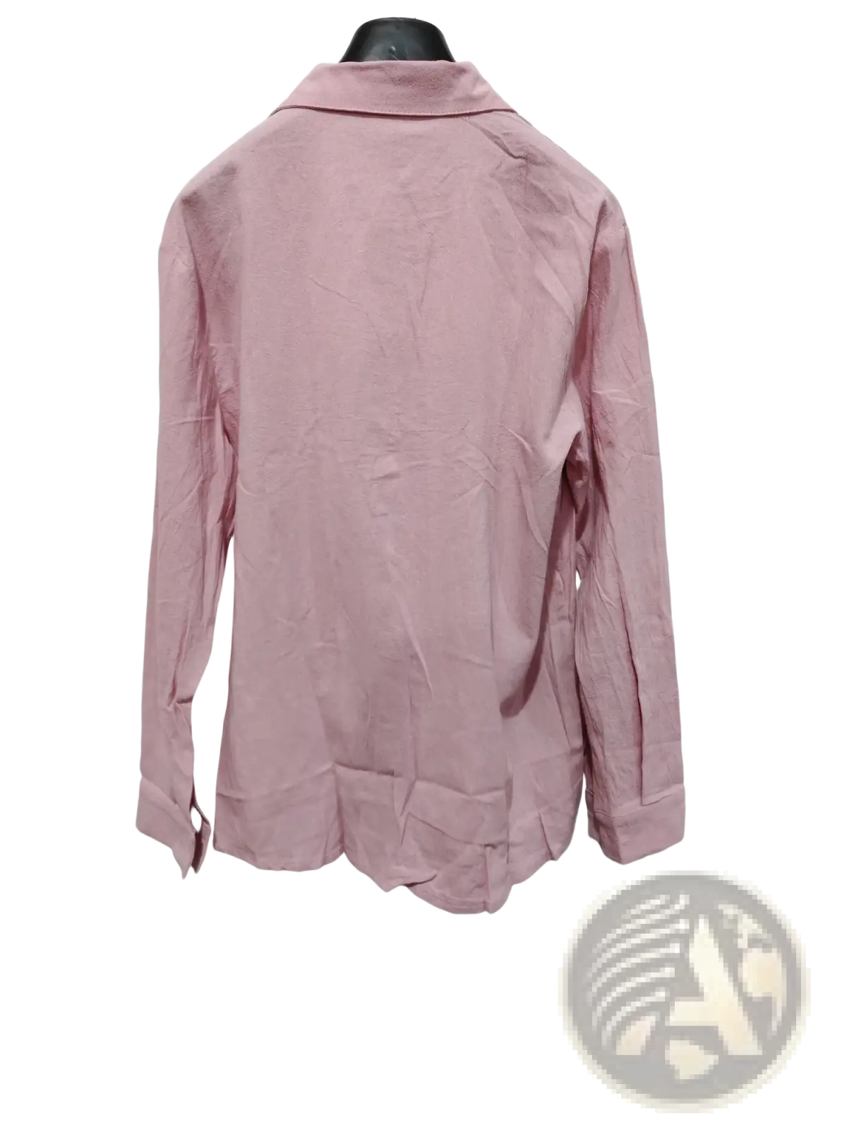 Men’s slim fit cotton long sleeve button down shirt in soft pink with classic collar and folded cuffs on black hanger