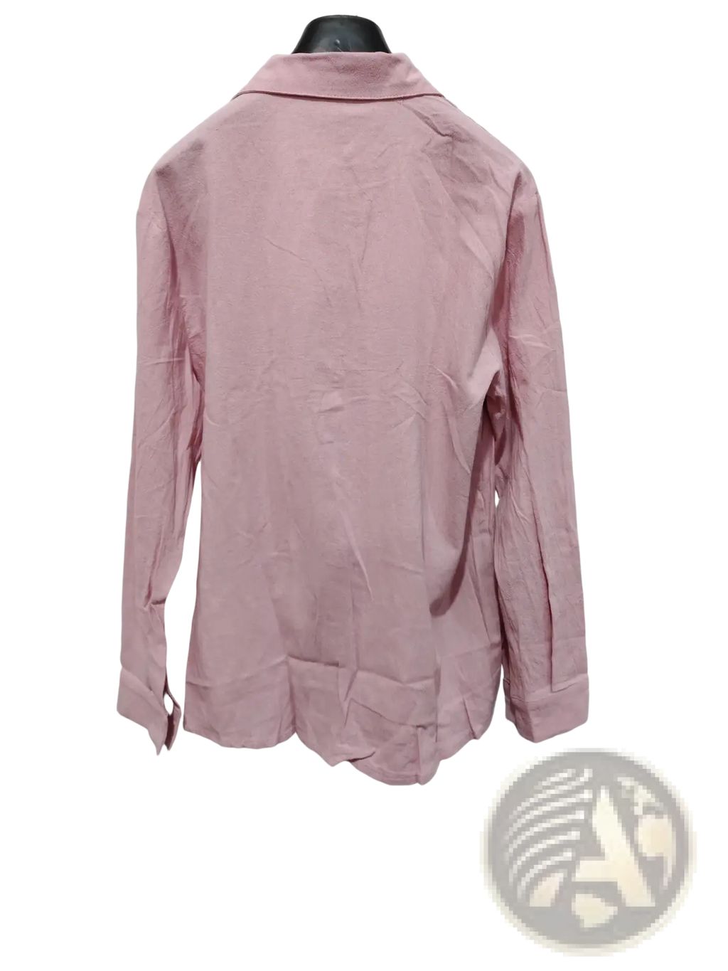 Men’s slim fit cotton long sleeve button down shirt in soft pink with classic collar and folded cuffs on black hanger