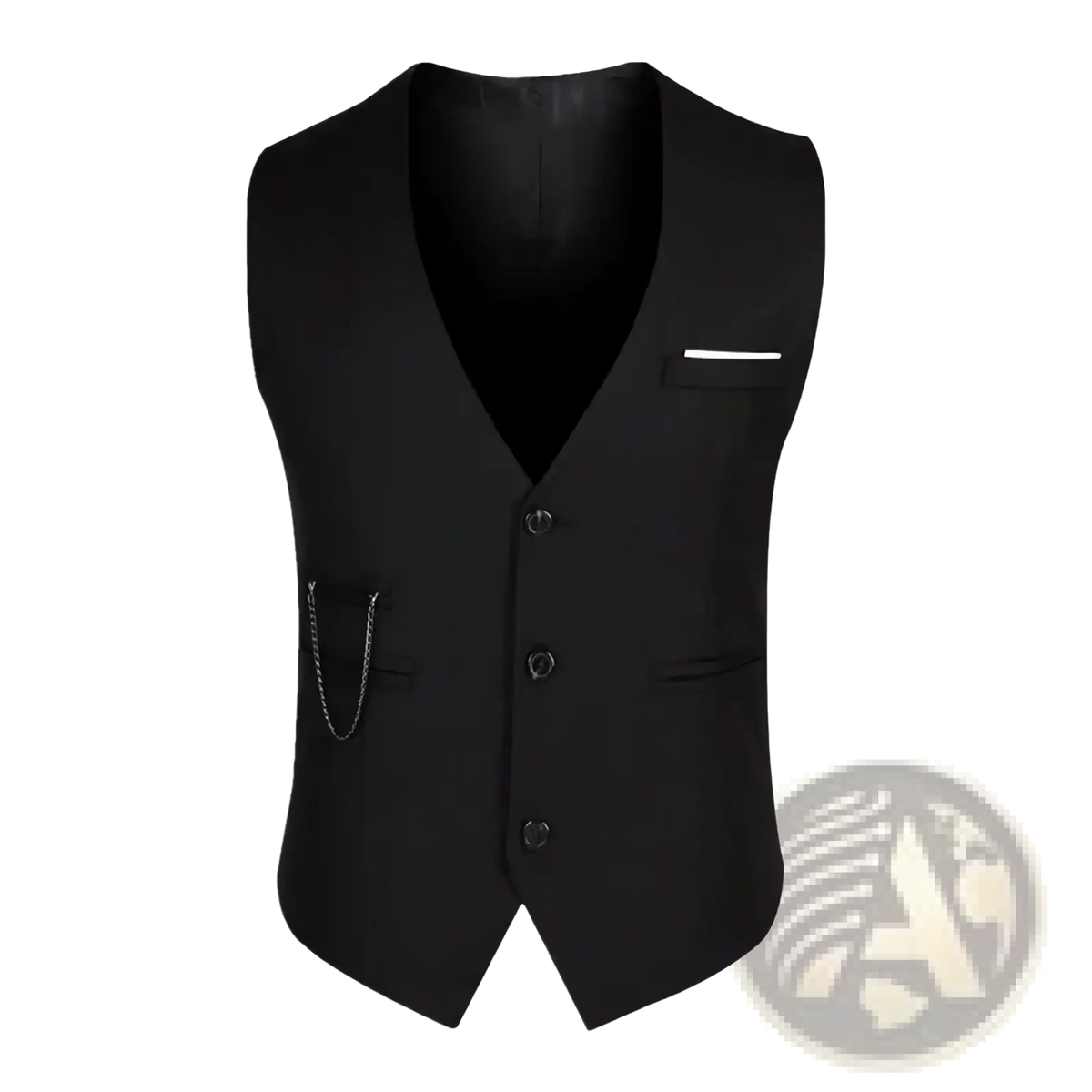 Mens slim fit dress vest formal waistcoat in black with a sleek tailored fit and three front buttons