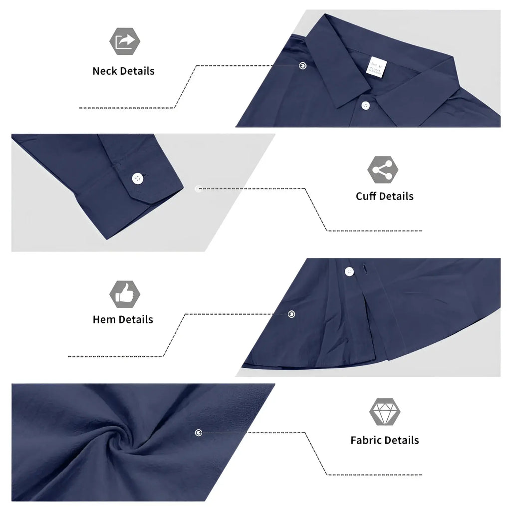 Men’s slim fit navy blue linen blend long sleeve casual shirt with crisp collar and neatly stitched cuffs