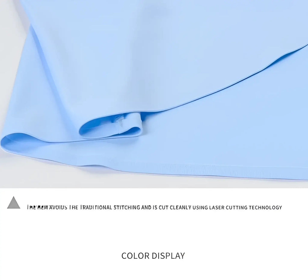 Men’s slim fit nylon formal dress shirt with light blue fabric and precise laser cut edges for a sharp finish