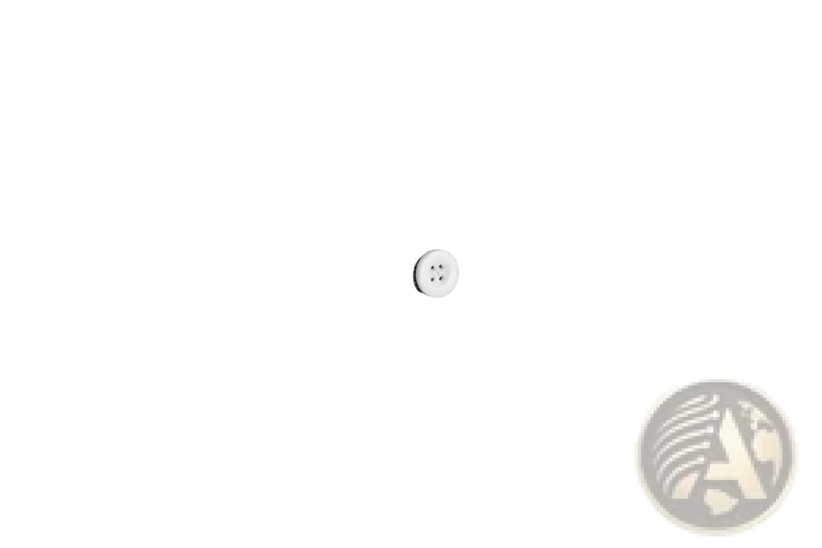 A white four-hole button on a dark gray pinstripe fabric of a men’s slim fit pinstripe short sleeve button up shirt