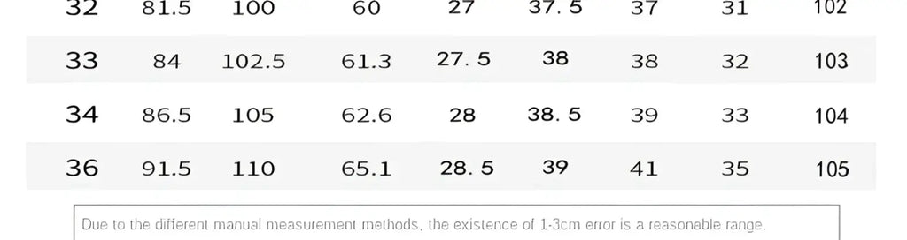 Mens slim fit printed black denim jeans size chart displaying numerical measurements for precise fitting information