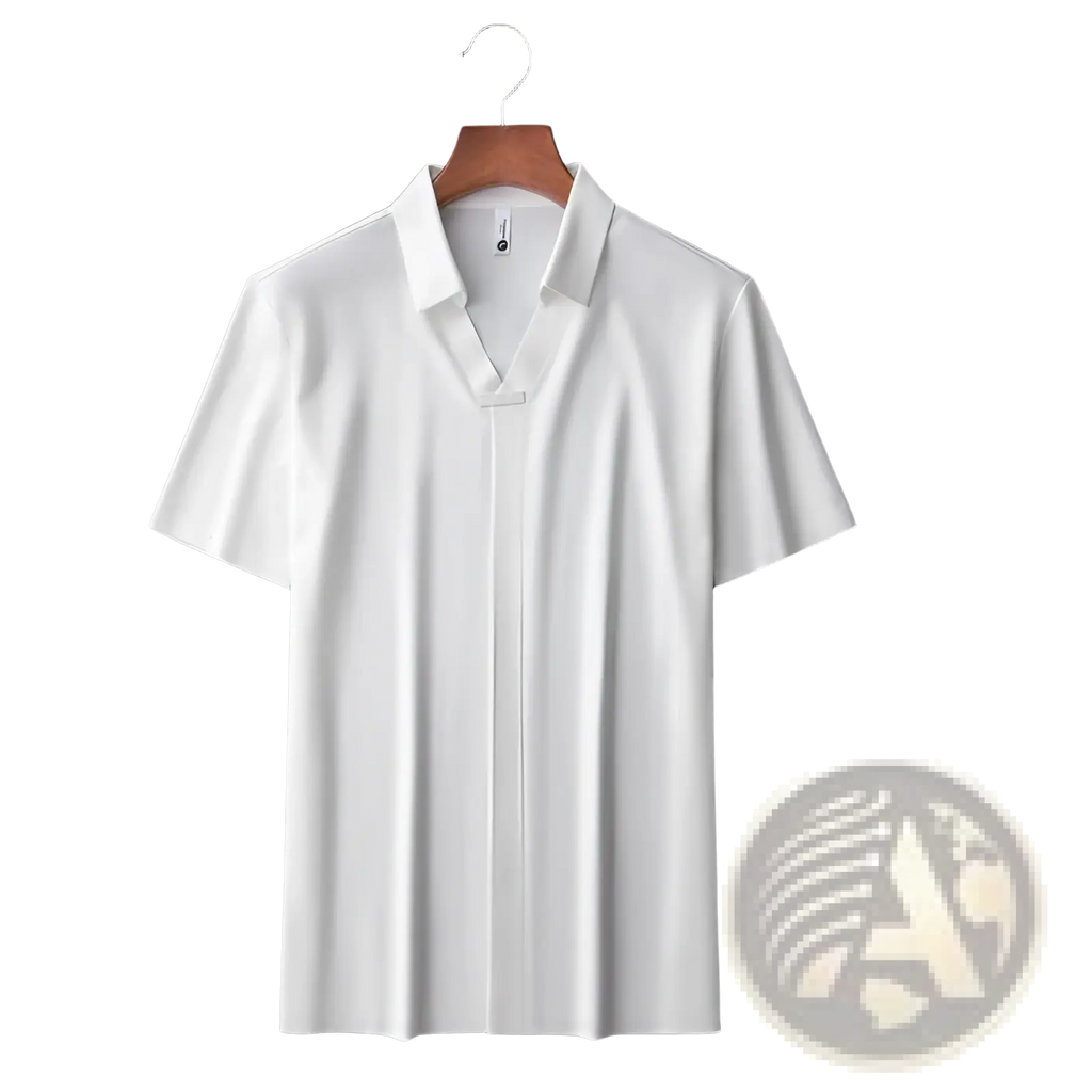 White men’s slim fit polo shirt with short sleeves classic collar and textured cotton blend fabric