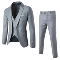 Gray mens slim fit two piece suit with textured fabric finish and subtle tonal pattern for formal dress occasions