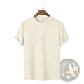 Men’s slim fit off-white waffle knit henley t-shirt in cotton with classic crew neck and short sleeves