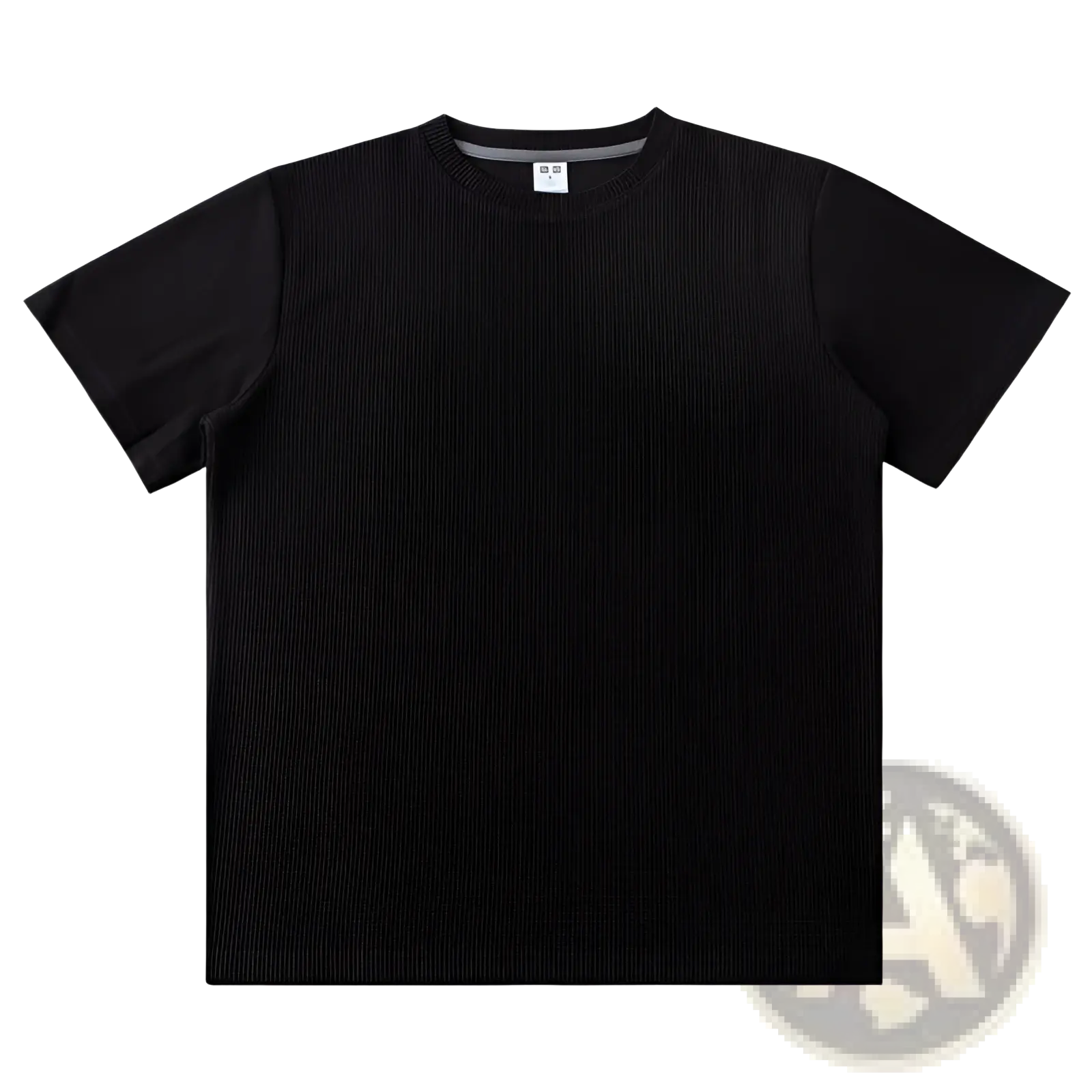 Men’s slim fit black waffle knit henley t-shirt with short sleeves and subtle textured weave pattern