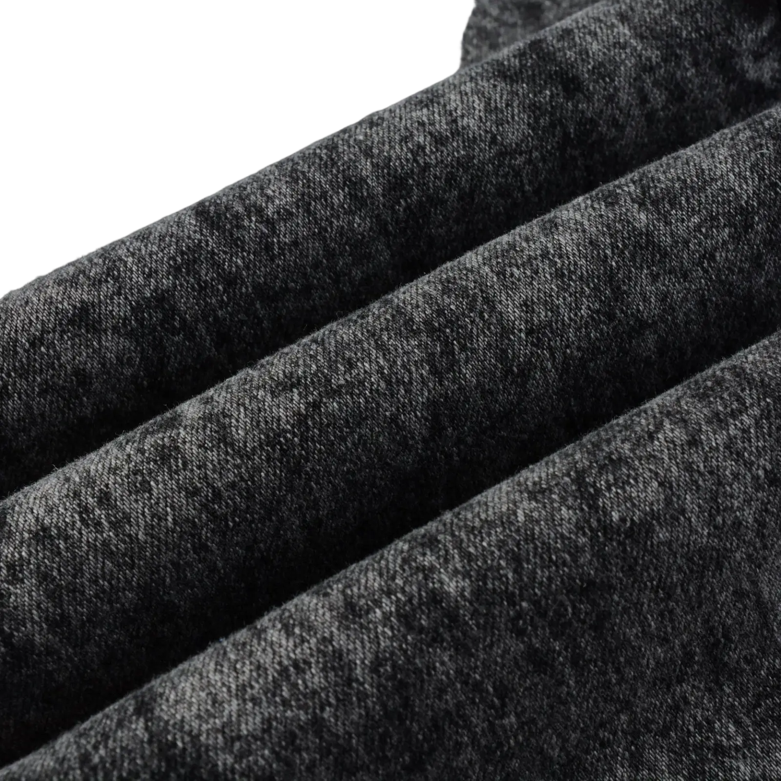 Men’s smoky gray slim fit distressed retro skinny jeans fabric showing dark gray textured soft slightly fuzzy surface