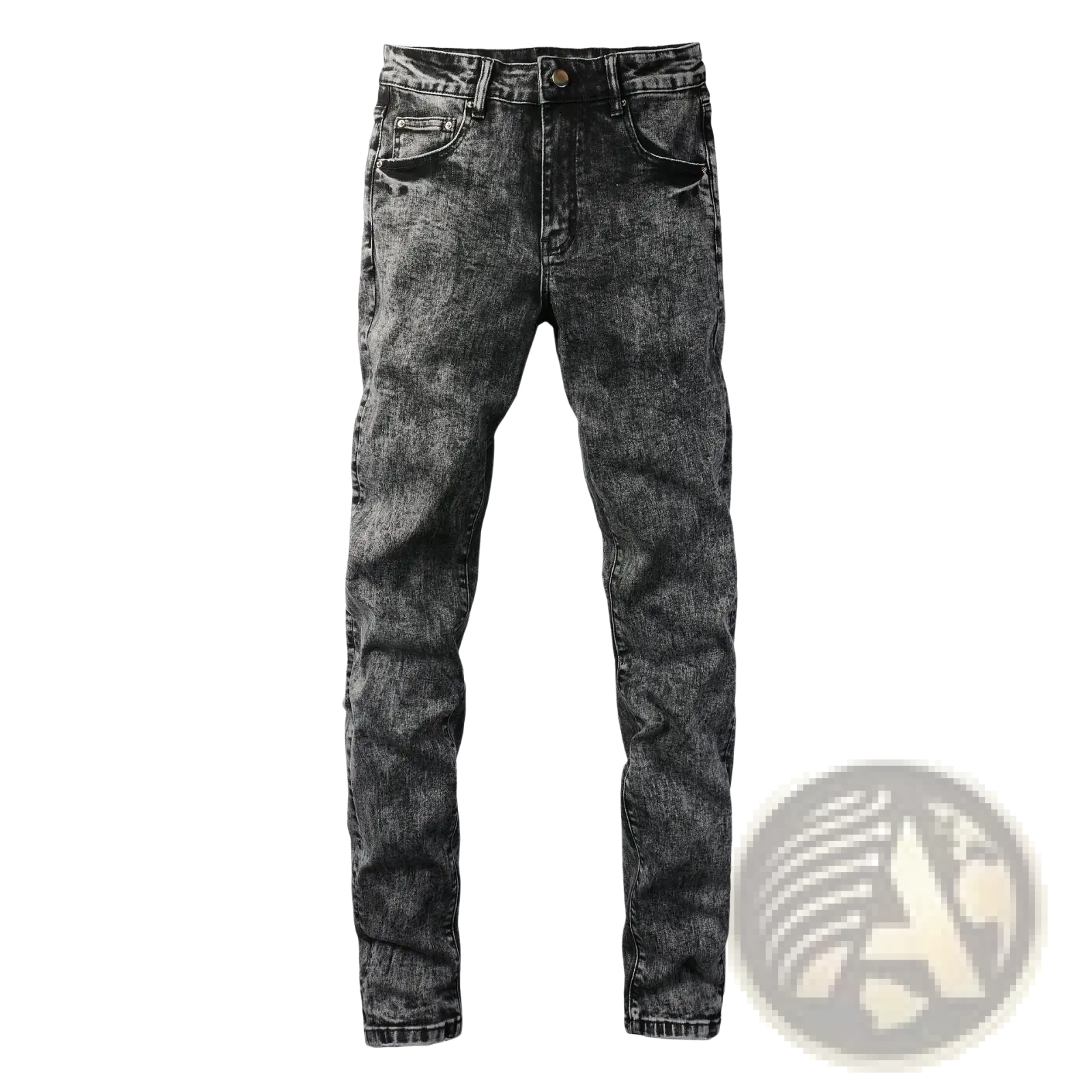 Men’s smoky gray slim fit distressed retro skinny jeans in black denim with faded wash and slim fit design
