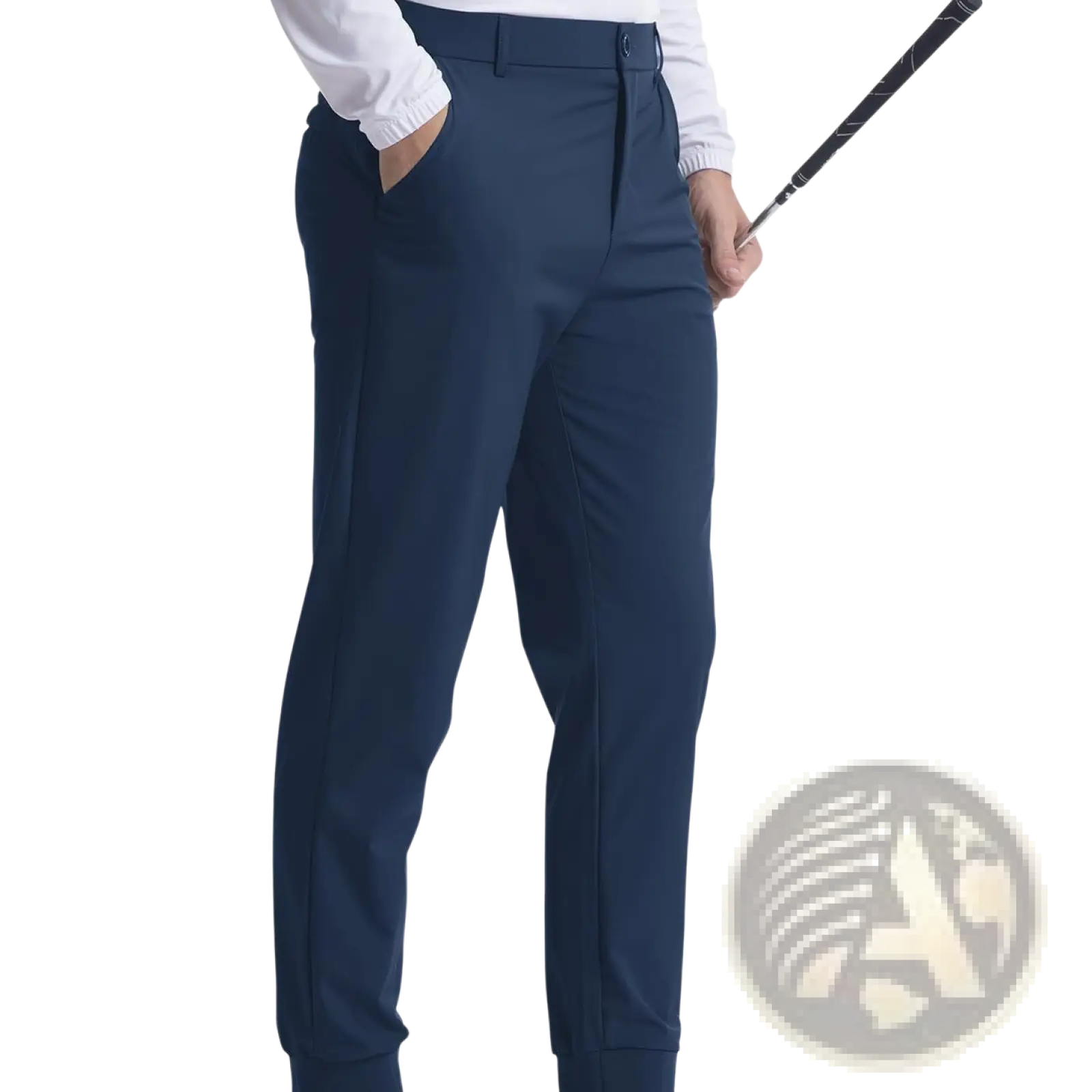 Navy blue men stretch golf jogger pants slim fit trousers tailored for comfort and flexibility on the course