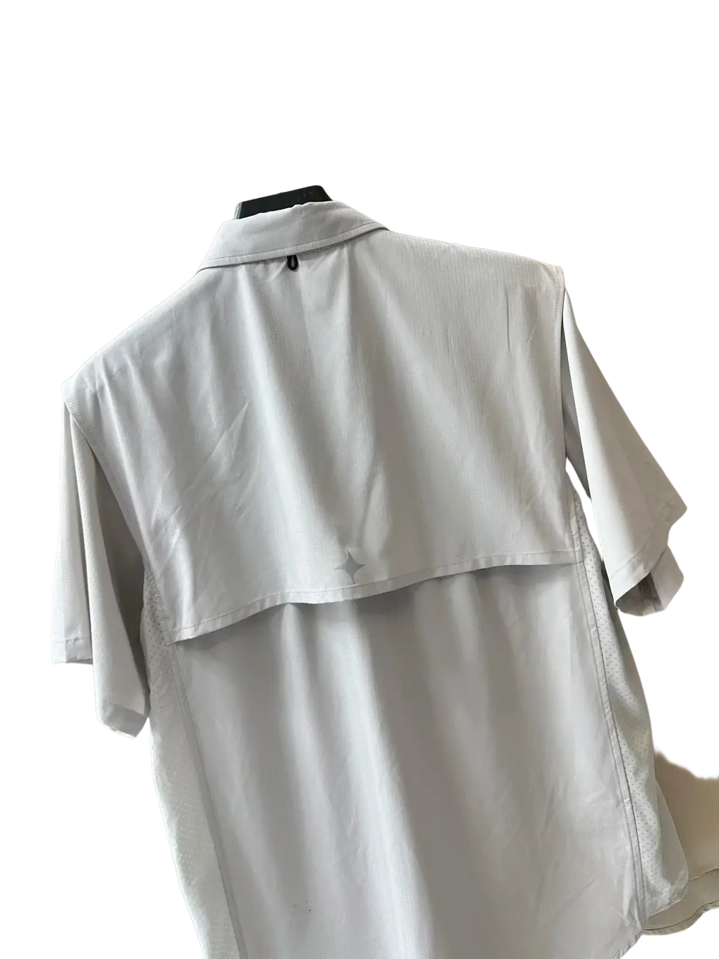 Men’s white stretch outdoor shirt quick dry with short sleeves layered design and subtle texture for active use