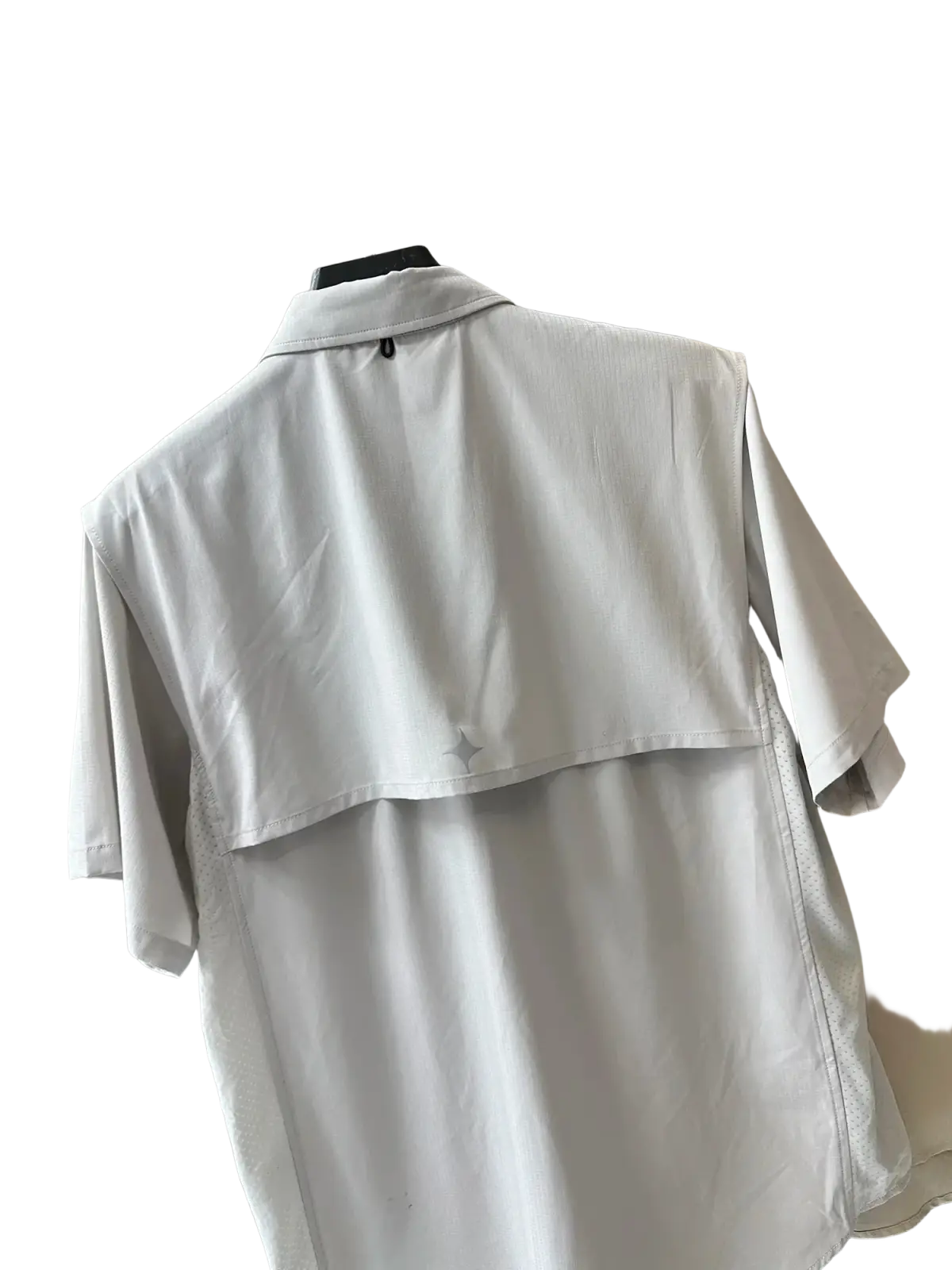 Men’s white stretch outdoor shirt quick dry with short sleeves layered design and subtle texture for active use