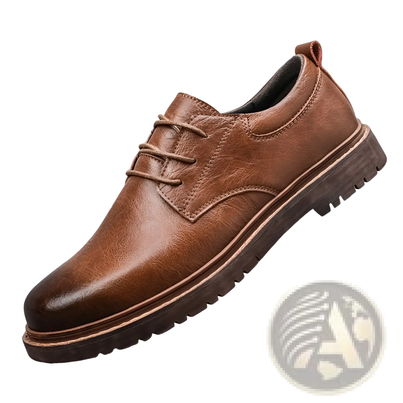 Men’s stylish brown pu leather lace-up shoe with chunky sole and visible stitching for business and casual wear