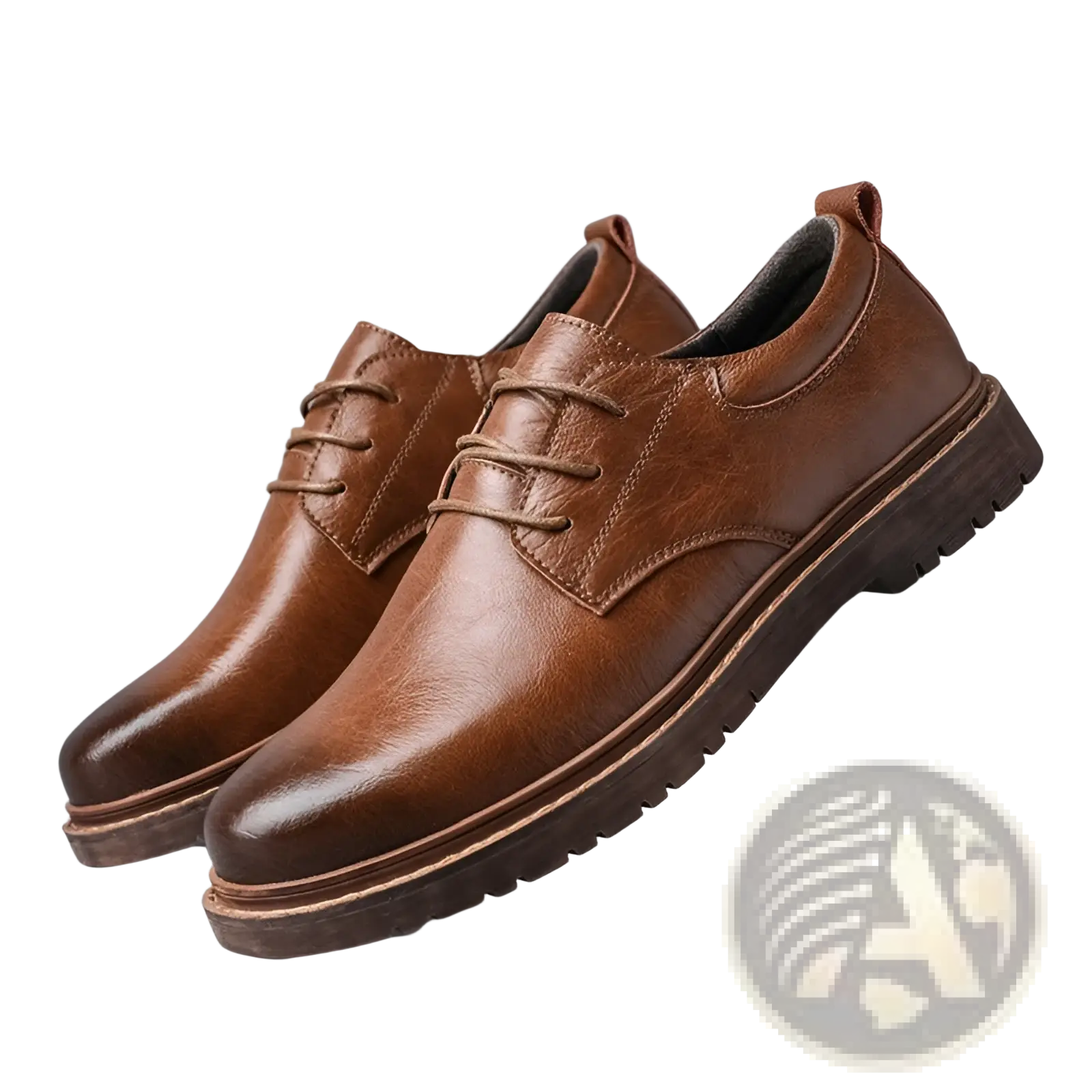 Men’s stylish brown pu leather lace-up business and casual shoes with a sturdy textured sole