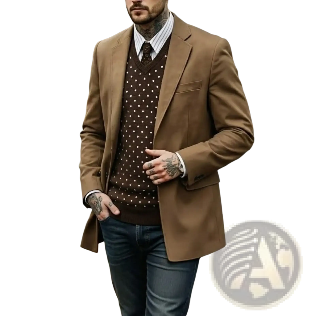 Brown wool blazer with notched lapels and single-breasted design from mens suede blazer vintage smart casual suit jacket collection