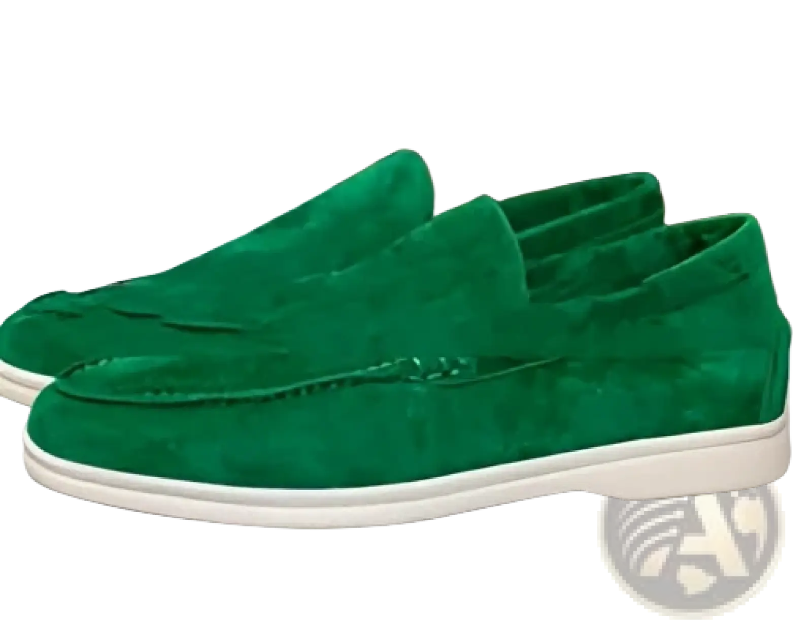 Men’s emerald green suede loafers with white rubber sole casual shoes for comfortable everyday wear