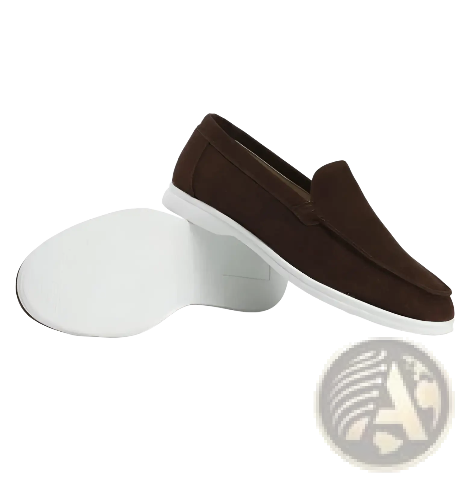 Men’s brown suede summer loafers with white rubber sole flat casual slip on shoes for comfortable wear