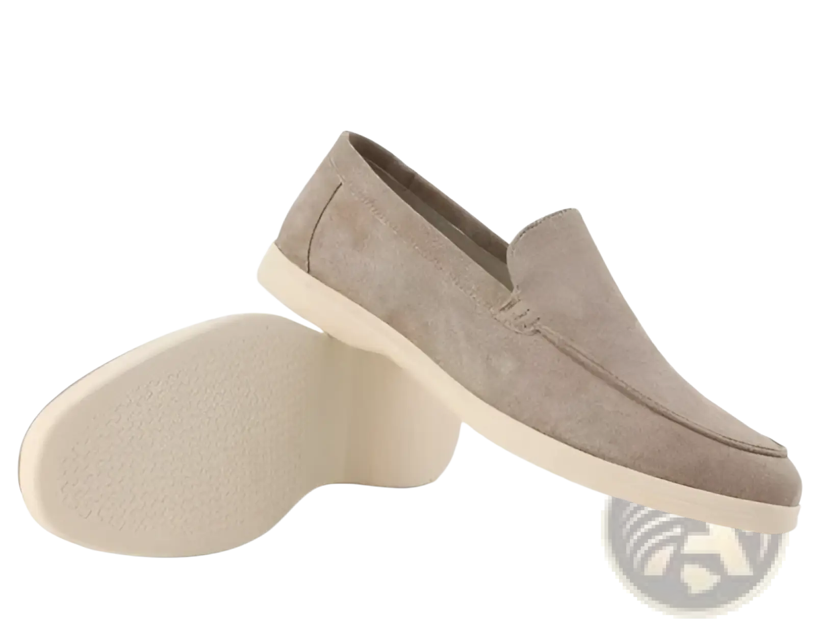 Men’s beige suede summer loafers with cream-colored rubber soles flat casual slip-on shoes for everyday wear