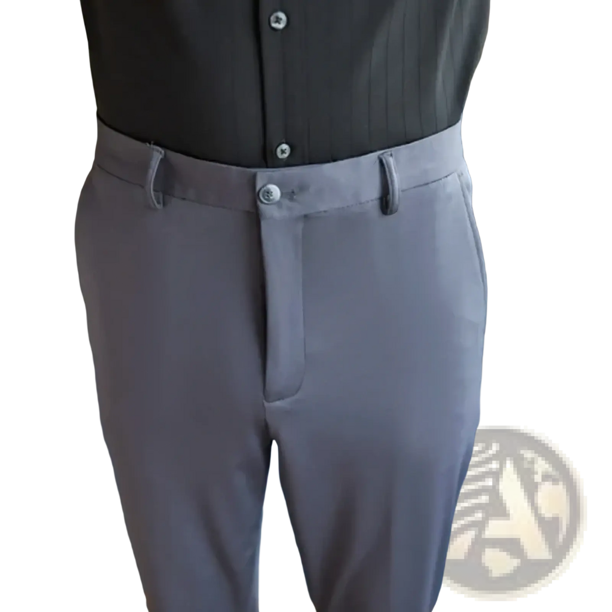 Men’s summer stretch casual trousers in gray with sleek modern design and subtle vertical pleats at the waistband