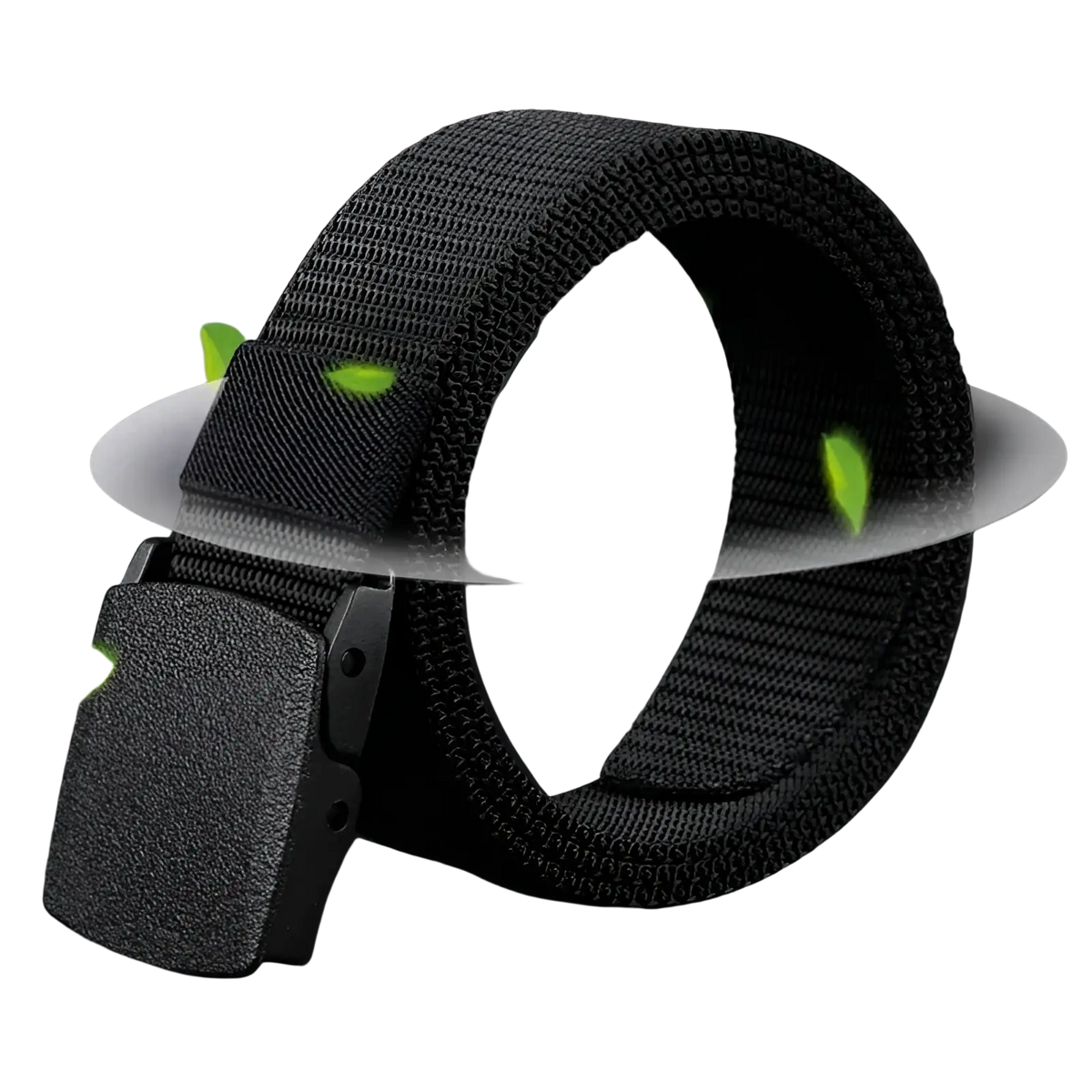 Mens tactical canvas belt in black with lightweight automatic matte black plastic buckle for secure fit