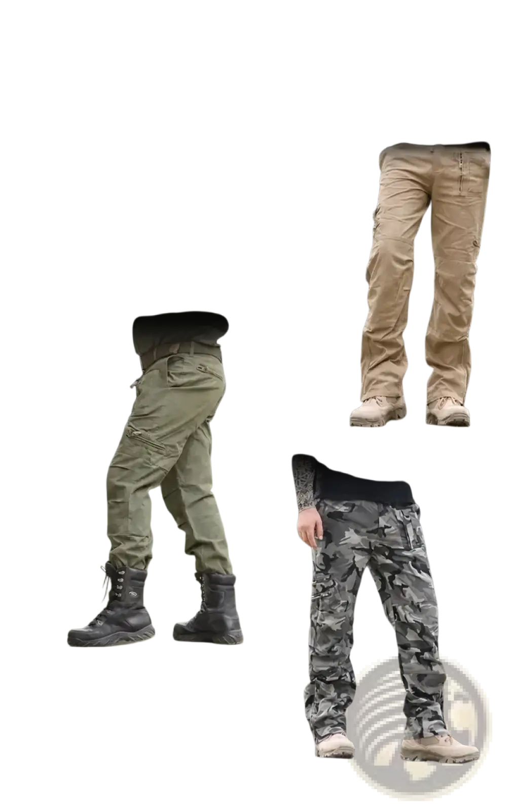 Men’s tactical cargo pants cotton camo joggers in khaki with multiple pockets and reinforced stitching for rugged use