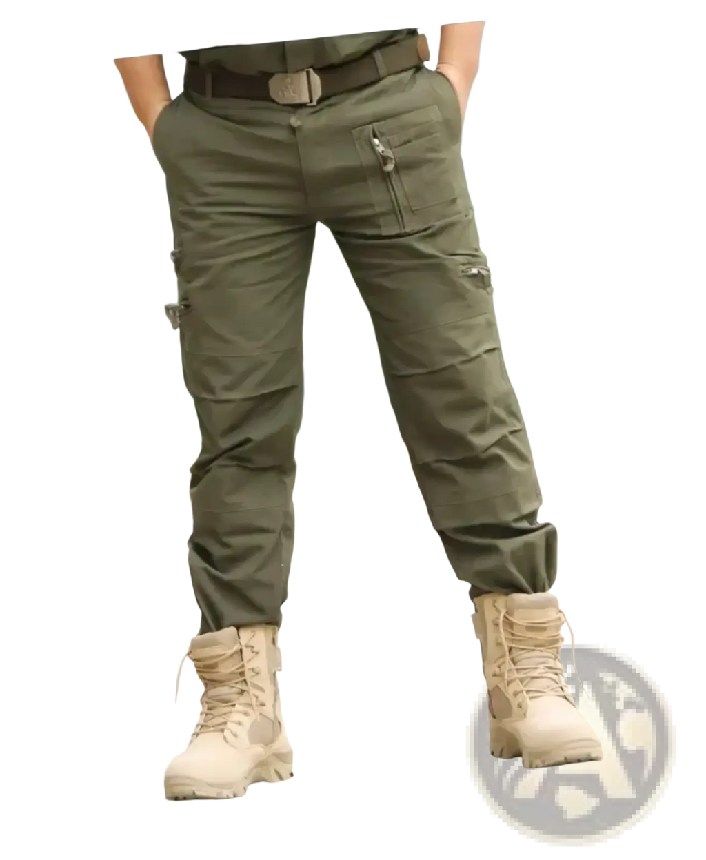 Men’s tactical cargo pants cotton camo joggers in olive green with multiple pockets and reinforced stitching