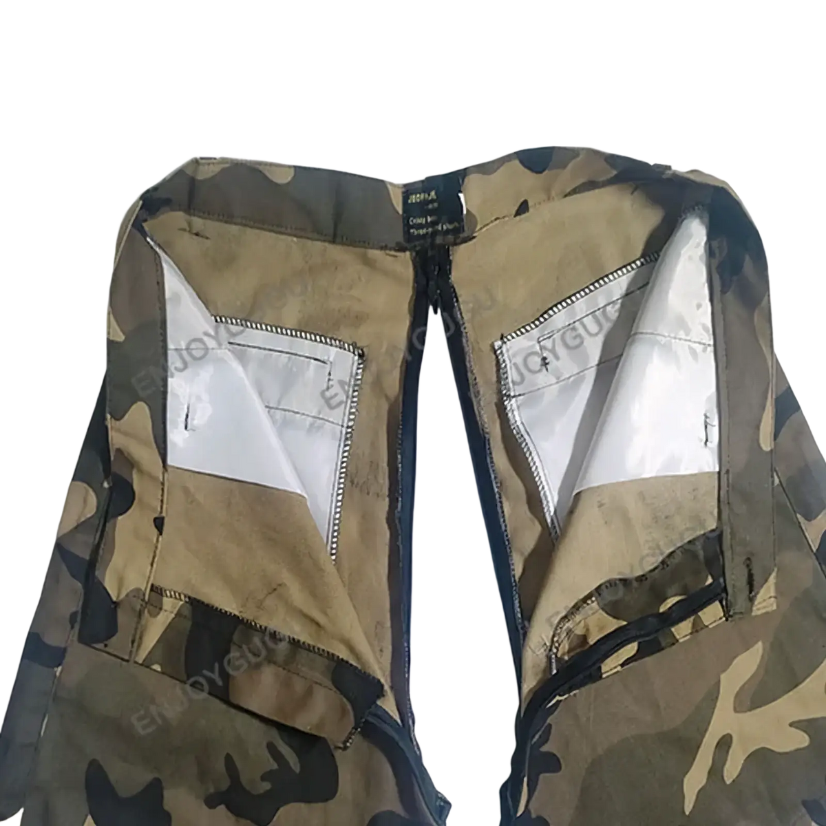 Mens tactical cargo pants in camouflage pattern with multi pockets in olive green brown and black tones