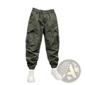 Men’s olive green tapered cargo joggers with multiple pockets elastic cuffs and elastic waist for casual wear