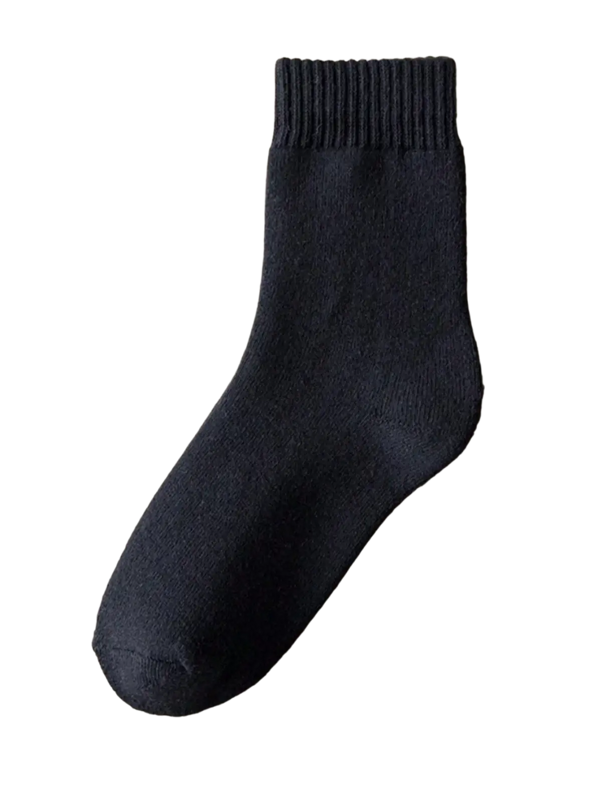 Men’s thermal fleece winter sock in dark navy with ribbed cuff and smooth knit texture for cold weather use